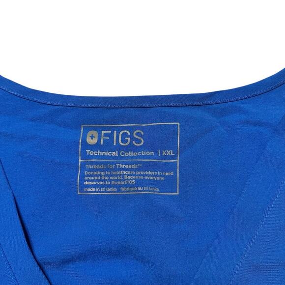 FIGS Casma 3 Pocket Scrub Top Women's Size XXL V Neck Royal Blue - Picture 2 of 5